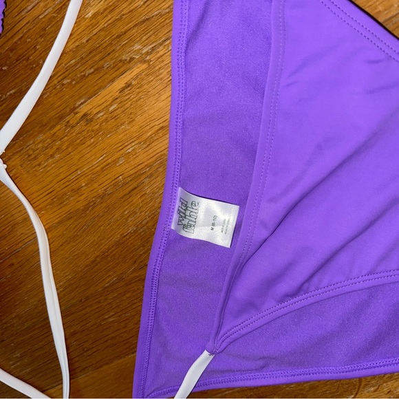 NWOT Target Wild Fable bikini TOP BOTTOM Small Med PURPLE WHITE SET A‎ - Picture 2 of 5